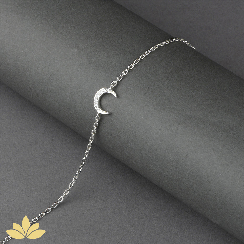 Lab-Created Blue Sapphire Moon Phases Double Strand Bracelet in Sterling  Silver - 7.5